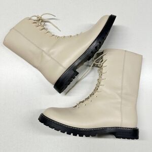 J. Crew Off-White Lace-Up Ankle Boots